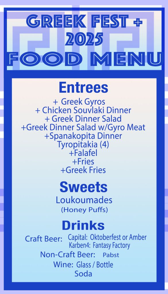 Greek Fest + 2025 - Food Menu